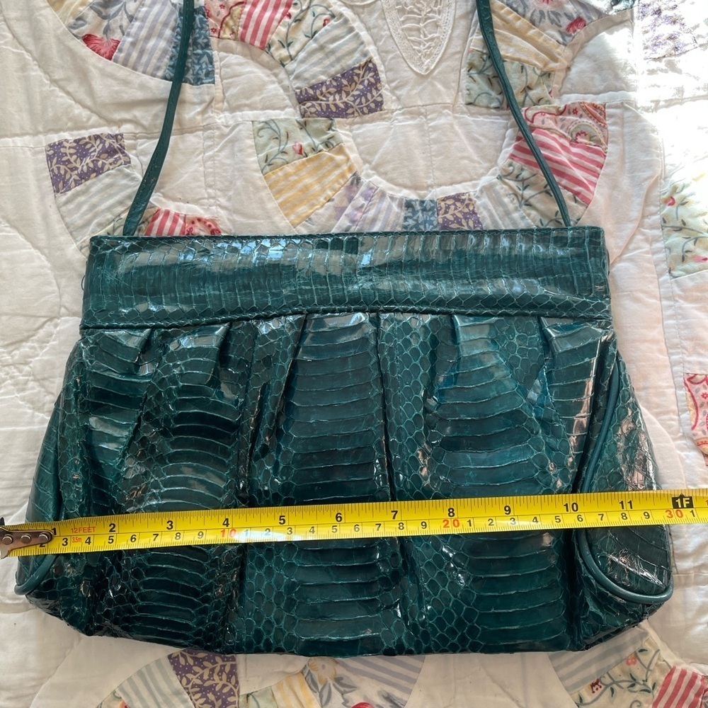 Vintage J Renee Emerald green clutch bag wedding prom 80s bow strap large purse - Picture 6 of 11